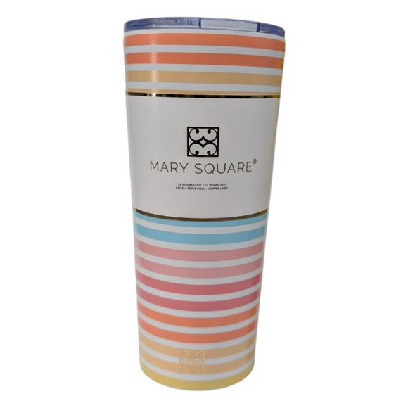 Mary Square Swept Away 24 Oz Tumbler Multi Striped Triple Wall Insulated w/ Lid - Picture 10 of 10